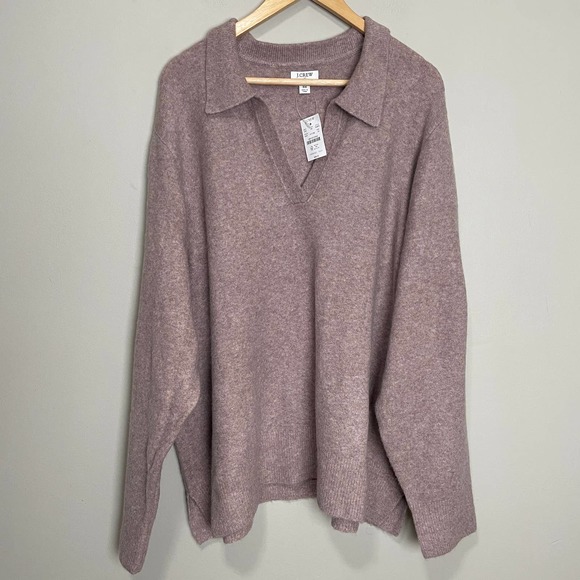 J. Crew Sweaters - NWT J. Crew V-Neck Extra Soft Collared Sweater Long Sleeve Mauve Pink 3X